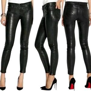 J BRAND L8001 Genuine Lamb Leather Skinny Jeans with Ankle Zippers